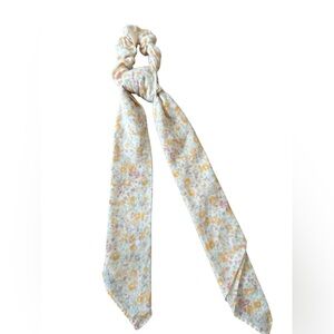 Aerie Floral Hair Scarf Scrunchie - Cream and Yellow